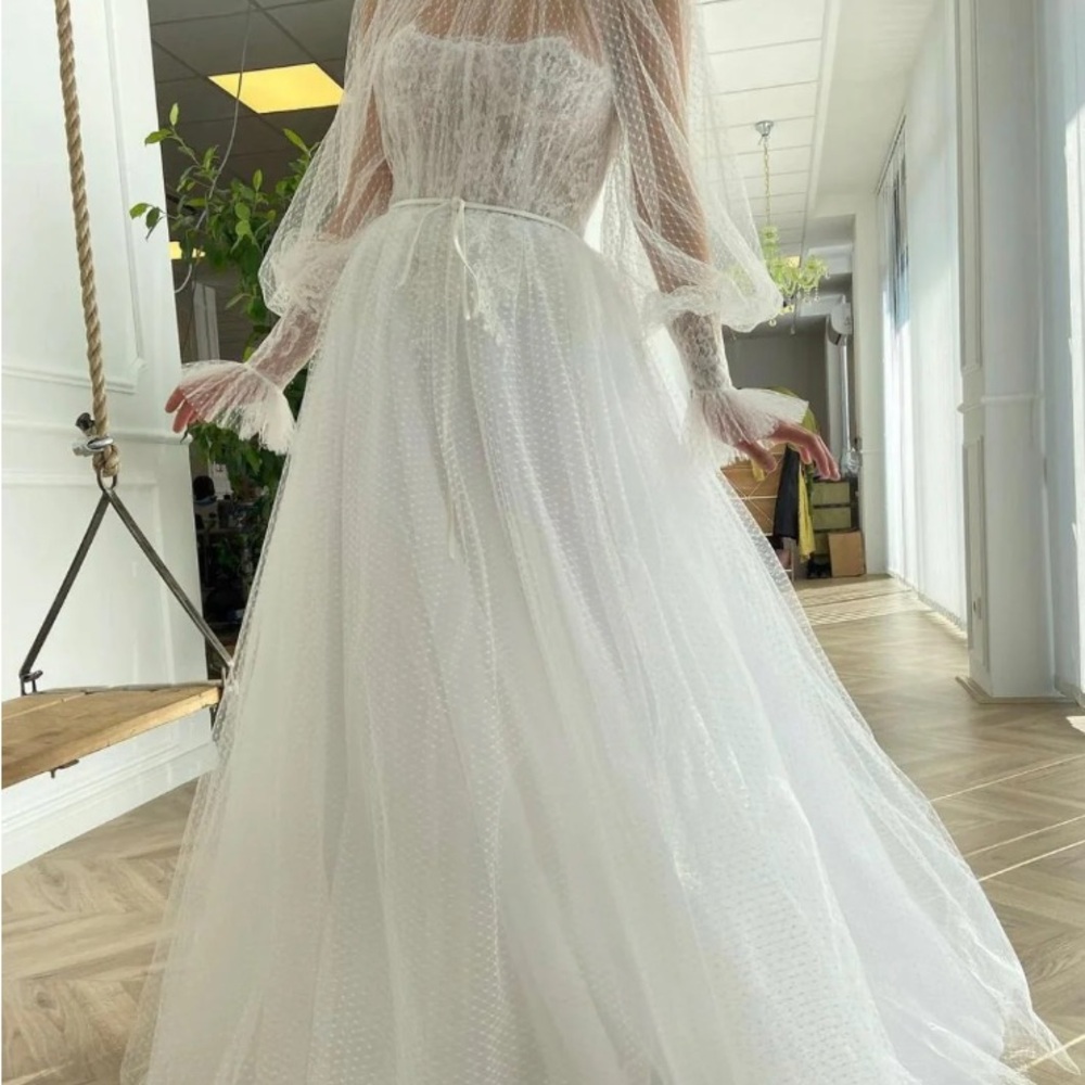 Teuta Matoshi Artemisia Ethereal Dotted Bridal Gown